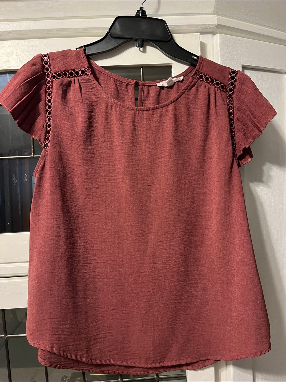 Short Sleeve Flutter Blouse in Dusty Rose